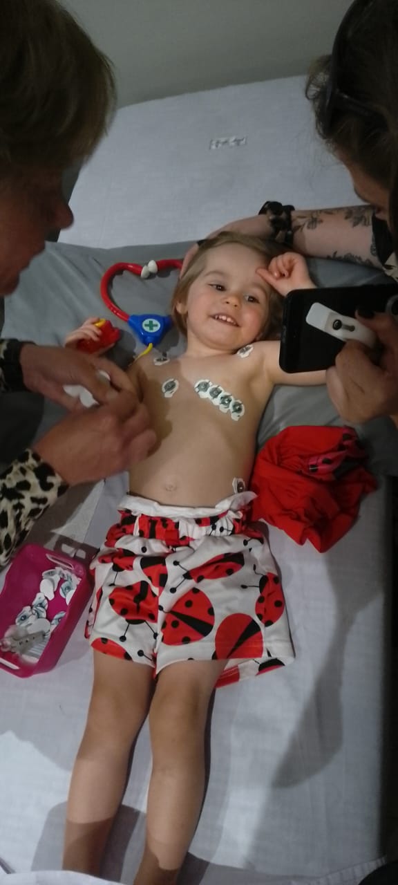 Haisley having her heart monitored