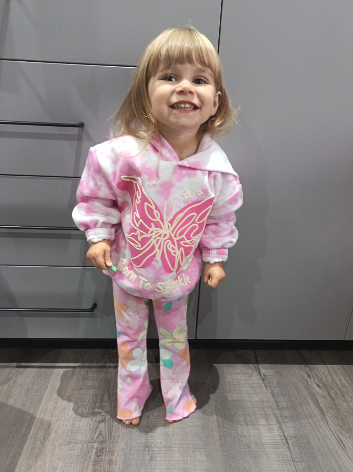 Haisley smiling in her pyjamas